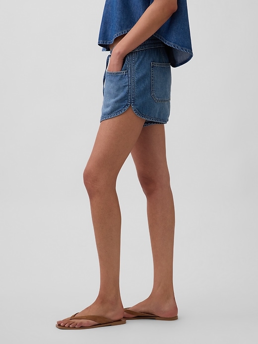 Image number 3 showing, Mid Rise UltraSoft Denim Easy Dolphin Shorts