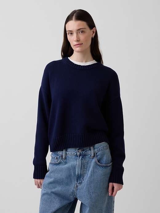 Image number 1 showing, 100% Cotton Oversized Crop Sweater