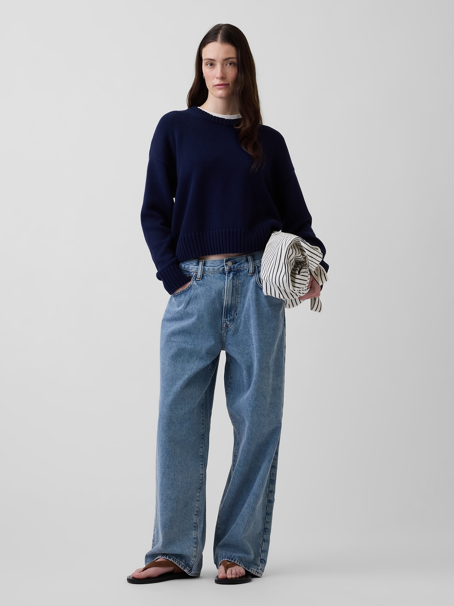 100% Cotton Oversized Crop Sweater