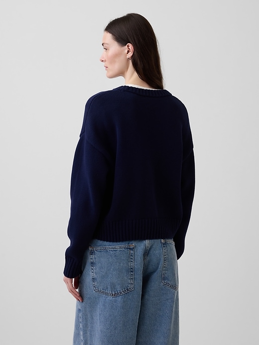 Image number 3 showing, 100% Cotton Oversized Crop Sweater