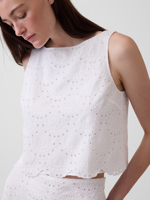 Image number 4 showing, Eyelet Crop Shell Tank Top