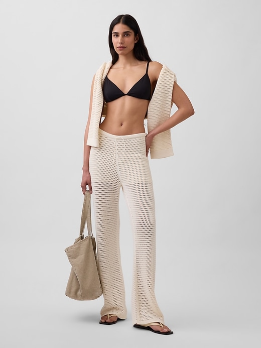 Image number 6 showing, 100% Cotton Crochet Sweater Pants
