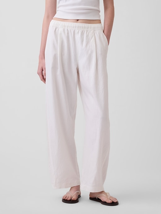 Image number 2 showing, Linen-Blend Easy Barrel Pants