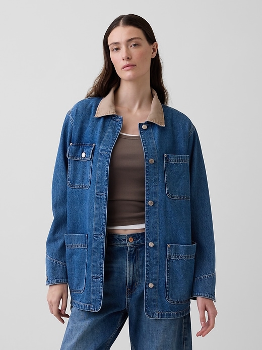 Image number 1 showing, Corduroy-Collar Denim Barn Jacket