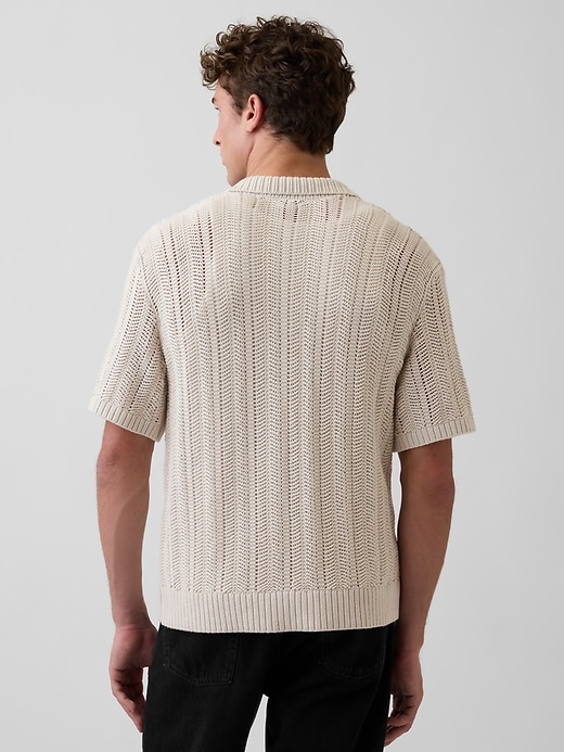 Image number 3 showing, Herringbone Crochet Sweater Shirt