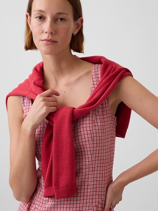 Image number 6 showing, Linen-Blend Drop-Waist Mini Dress