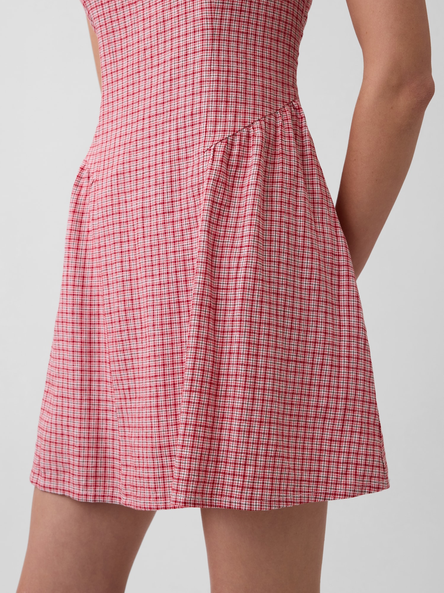 Linen-Blend Drop-Waist Mini Dress
