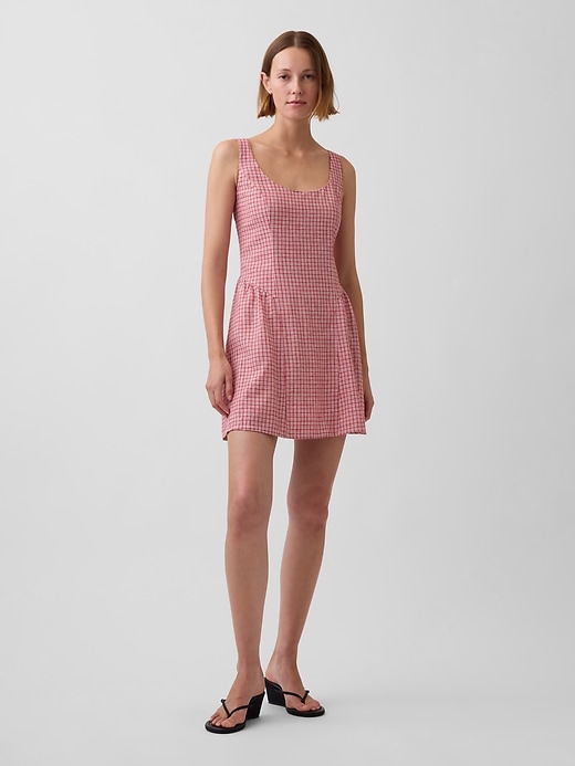 Image number 1 showing, Linen-Blend Drop-Waist Mini Dress