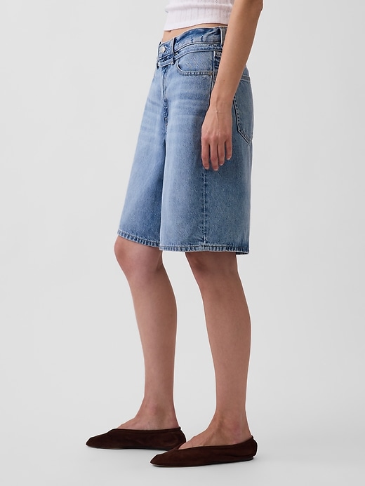 Image number 3 showing, 11" Mid Rise Micro Belt Longline Denim Shorts