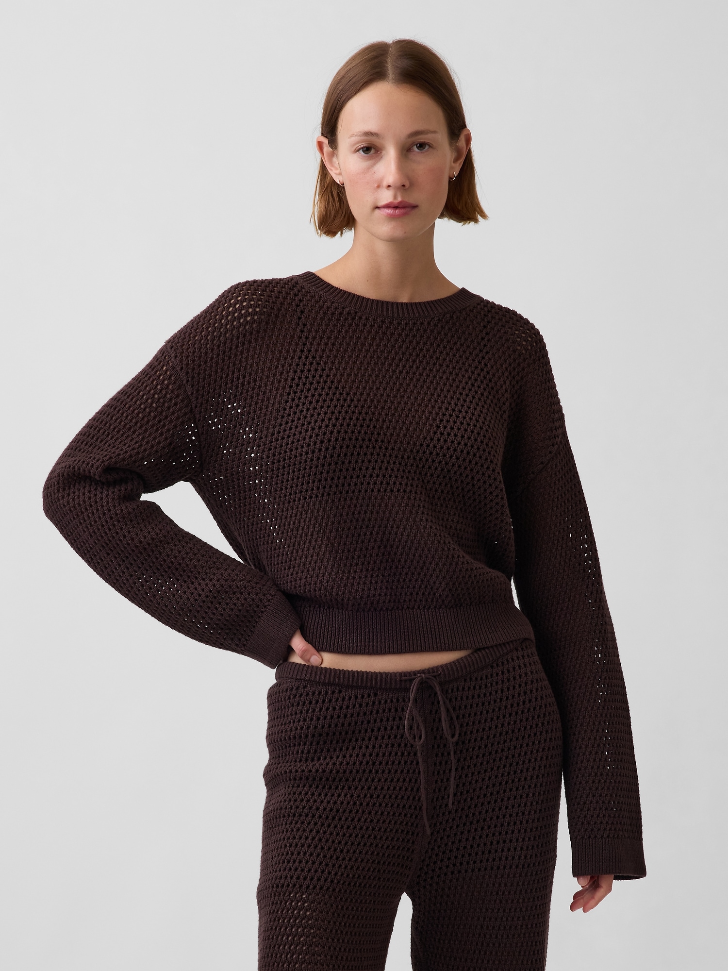 100% Cotton Crochet Relaxed Sweater