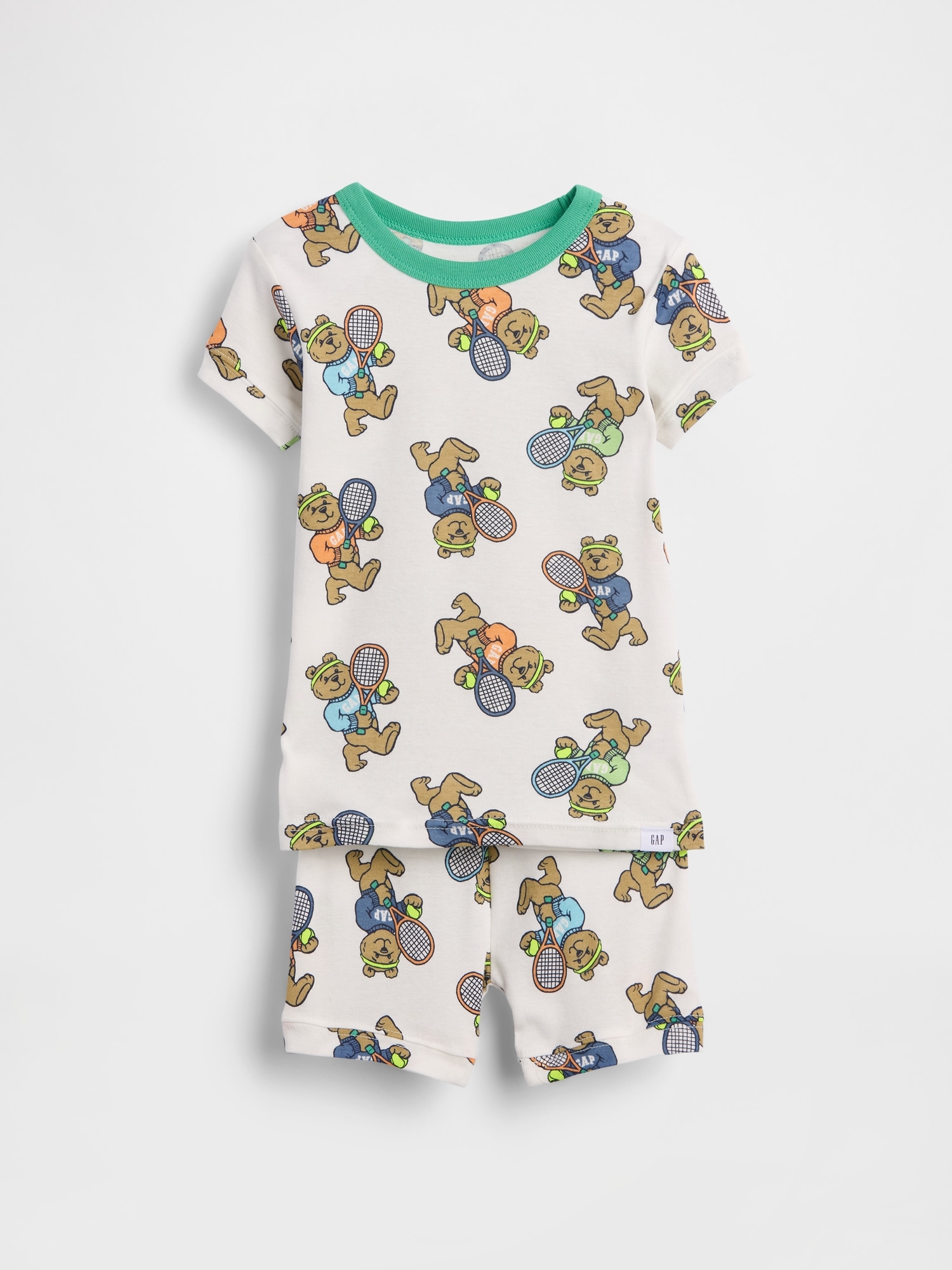 PYJAMA COURT EN COTON BIOLOGIQUE BROSSÉ OURSON BRANNAN AU TENNIS POUR BÉBÉ ET TOUT-PETIT