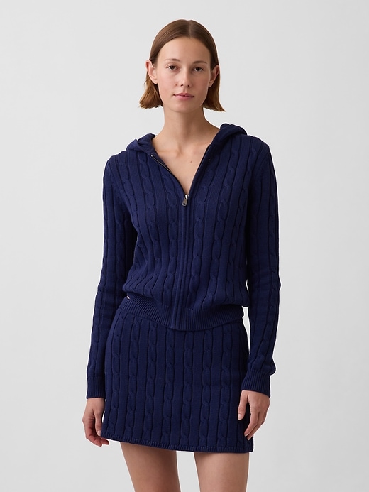 Image number 1 showing, 100% Cotton Cable-Knit Zip Cardigan