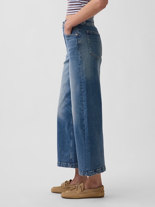 Image number 3 showing, High Rise Stride Wide-Leg Ankle Jeans