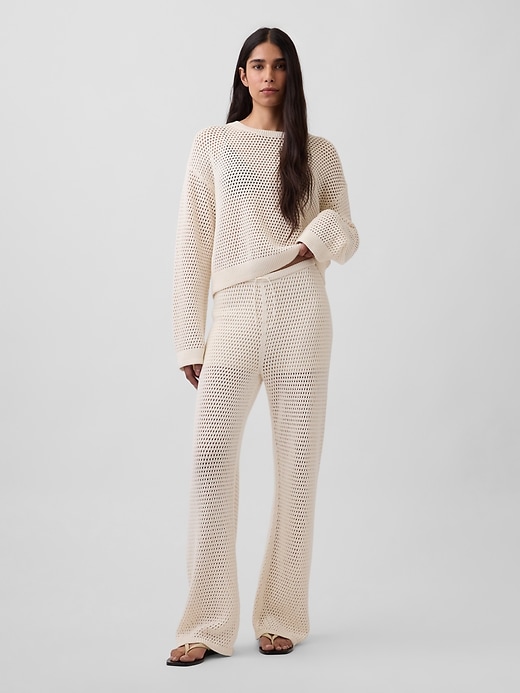 Image number 5 showing, 100% Cotton Crochet Relaxed Sweater