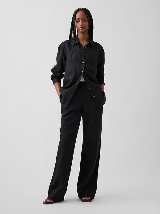 Image number 1 showing, Linen-Blend Easy Wide-Leg Pants