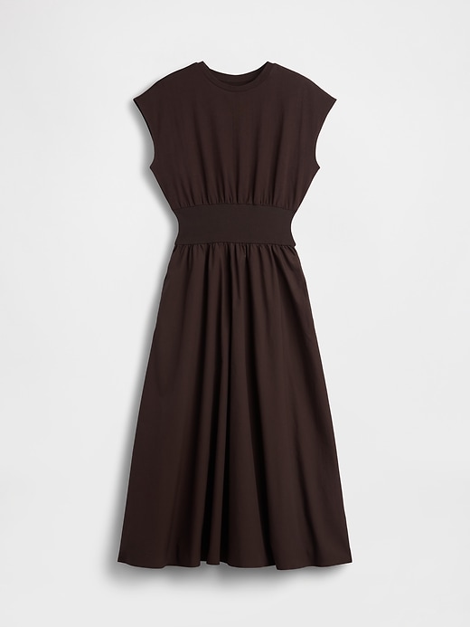 Image number 5 showing, Mixed Media Drop-Waist Midi Dress