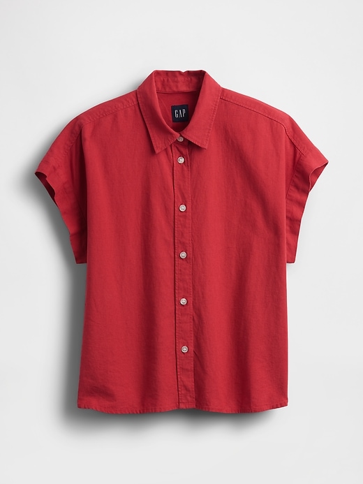 L'image numéro 5 présente Chemisier surdimensionné en mélange de lin