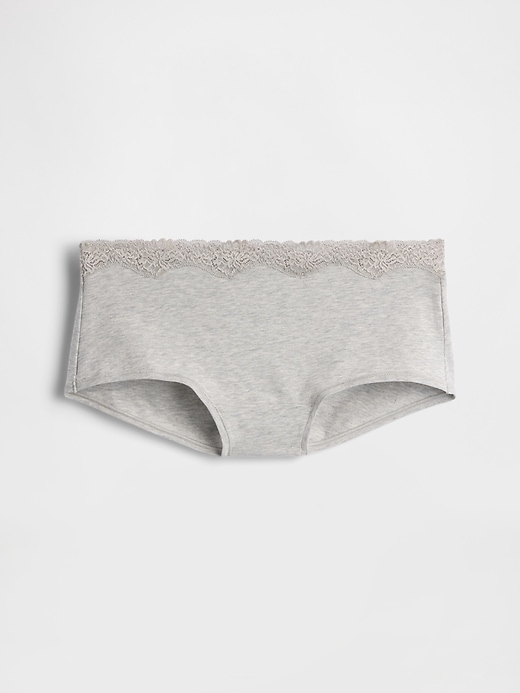 Image number 2 showing, Organic Stretch Cotton Lace-Trim Shorty