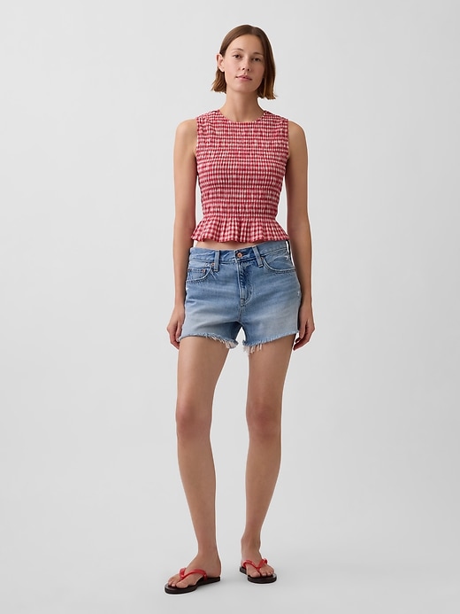 Image number 2 showing, Smocked Gingham Crop Peplum Top
