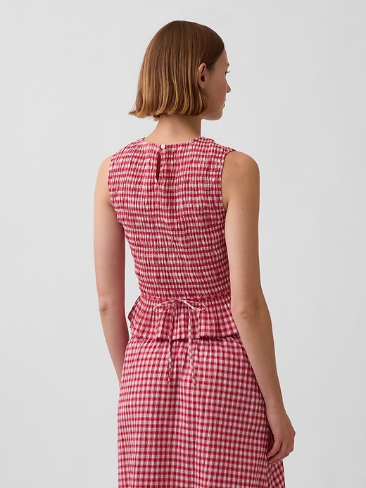 Image number 3 showing, Smocked Gingham Crop Peplum Top