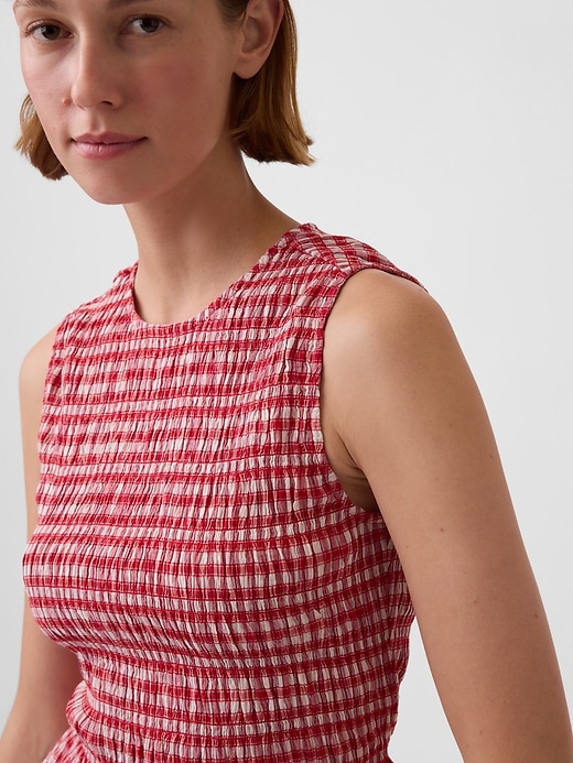 Image number 4 showing, Smocked Gingham Crop Peplum Top