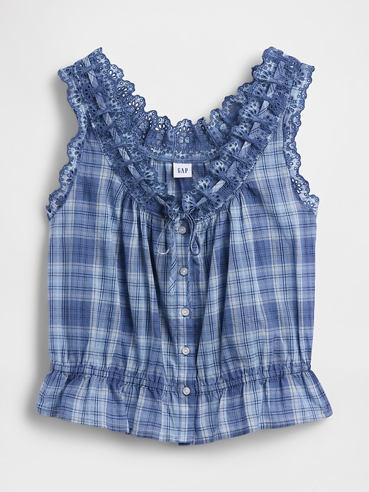 Image number 5 showing, Eyelet Tie-Front Crop Peplum Top