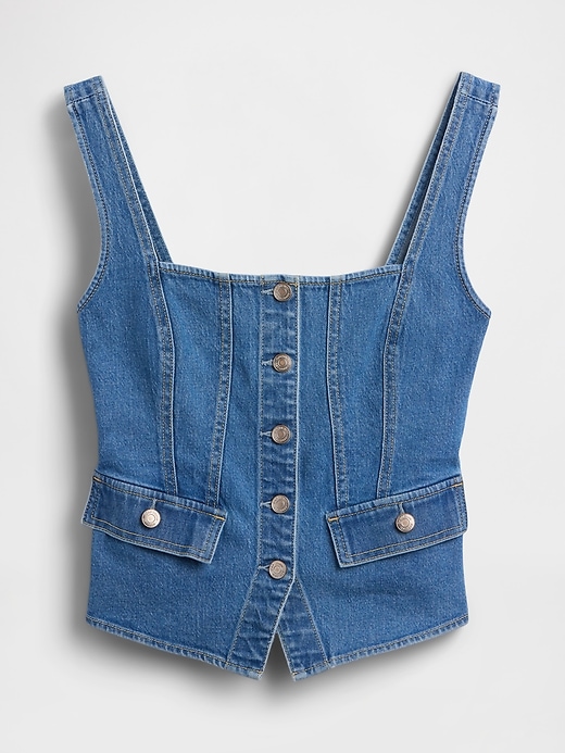 L'image numéro 5 présente Haut de style corset à poche en denim