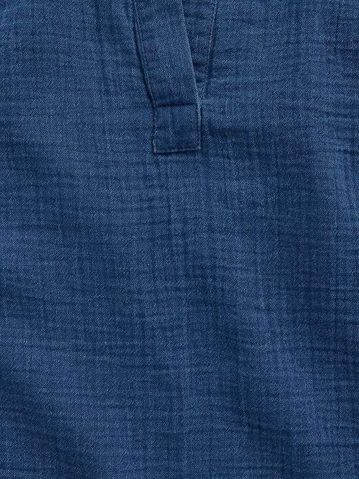 Image number 4 showing, Cotton Gauze Denim Oversized Split-Neck Top