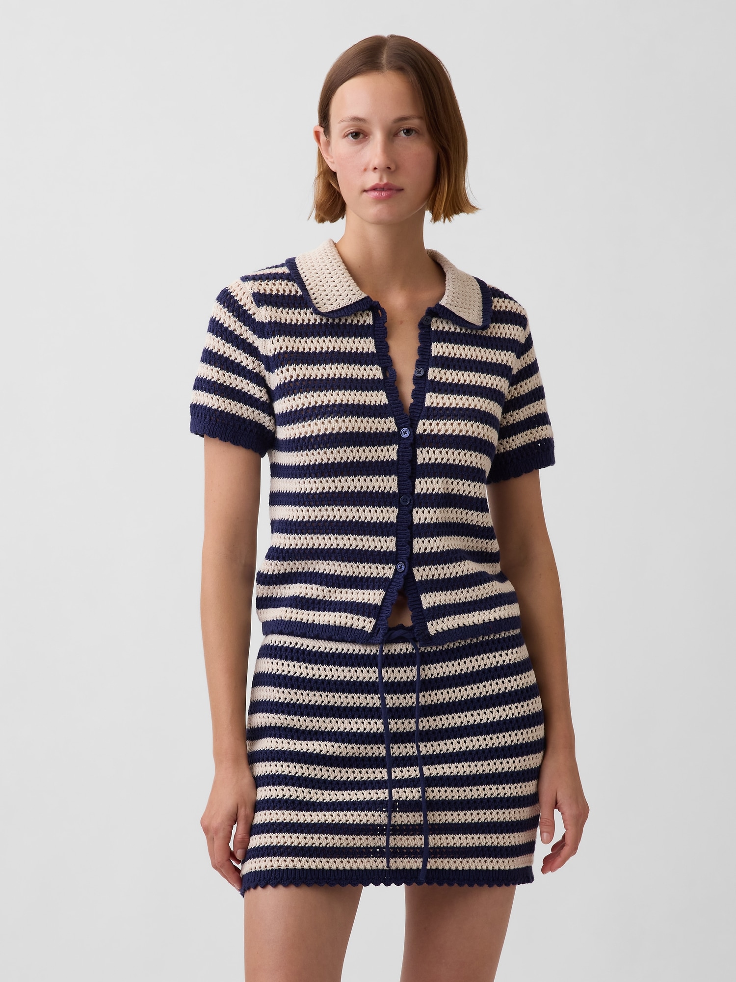 100% Cotton Crochet Relaxed Sweater Shirt
