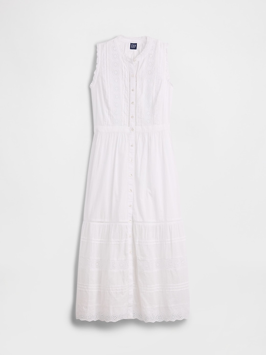 Image number 5 showing, Lace-Trim Tiered Midi Shirtdress