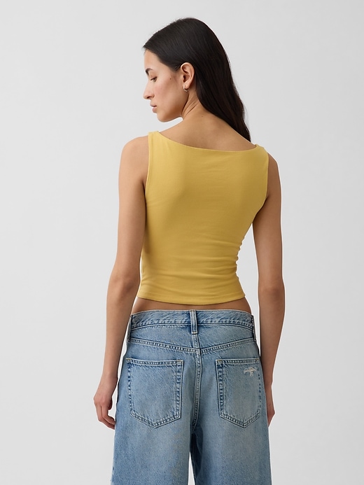 Image number 3 showing, CloseKnit Jersey Boatneck Crop Tank Top