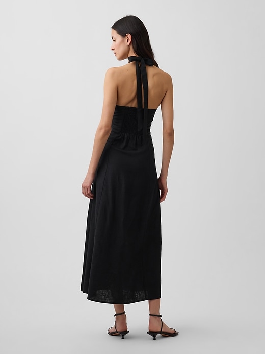 Image number 2 showing, Linen-Blend Halter Maxi Dress
