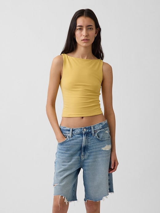 Image number 1 showing, CloseKnit Jersey Boatneck Crop Tank Top
