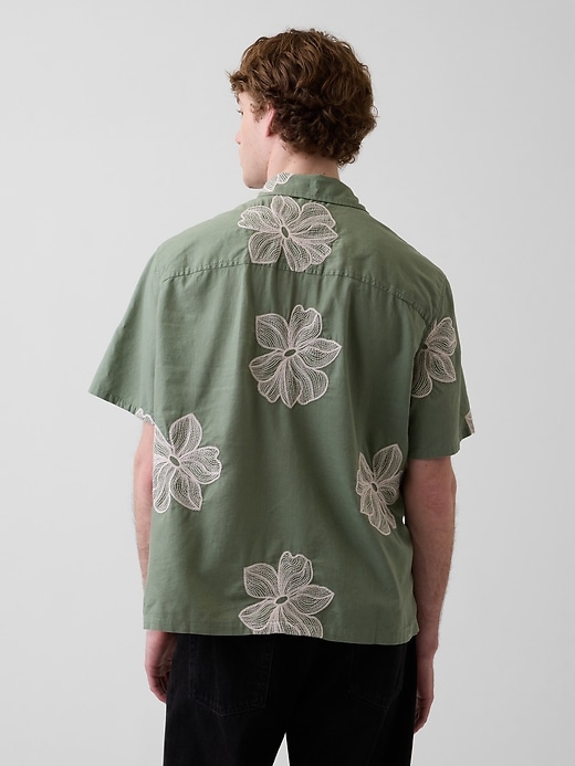 Image number 3 showing, Linen-Cotton Relaxed Straight-Hem Shirt