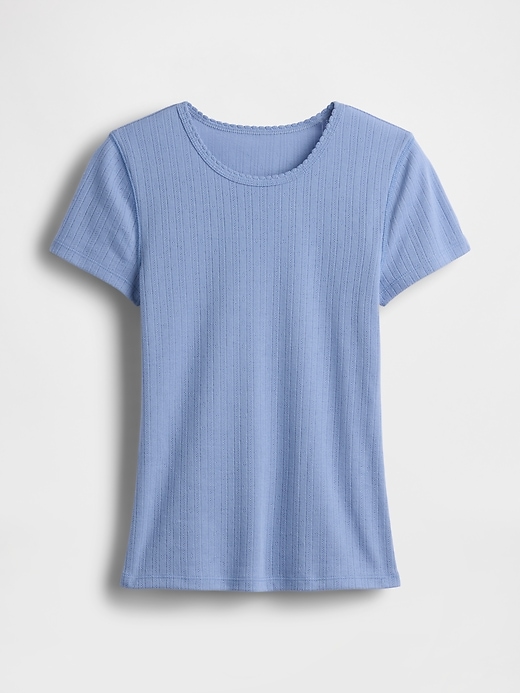 L'image numéro 5 présente T-shirt ras du cou en tricot pointelle