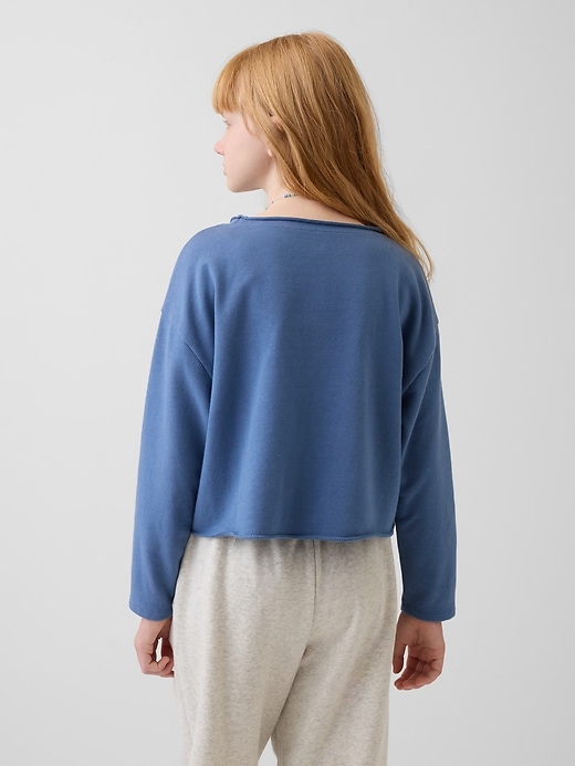 L'image numéro 3 présente Chandail en jersey bouclette à col large et logo pour Enfant