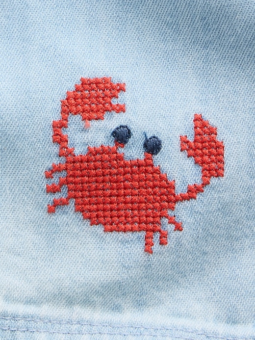 Image number 3 showing, Baby Embroidered Denim Tank Shorty One-Piece