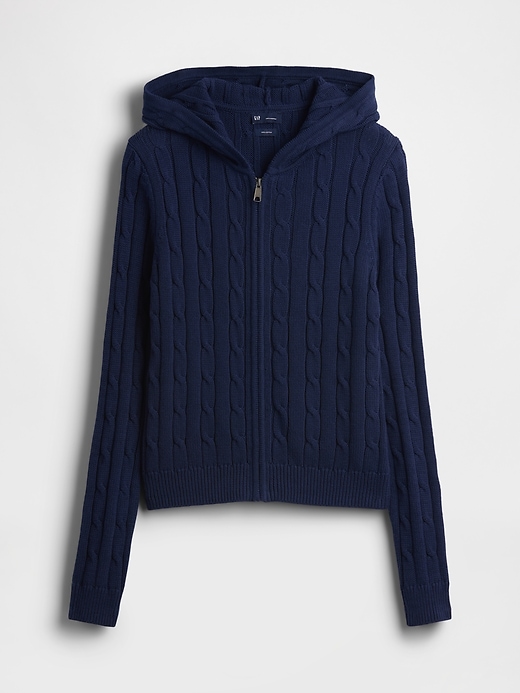 Image number 5 showing, 100% Cotton Cable-Knit Zip Cardigan
