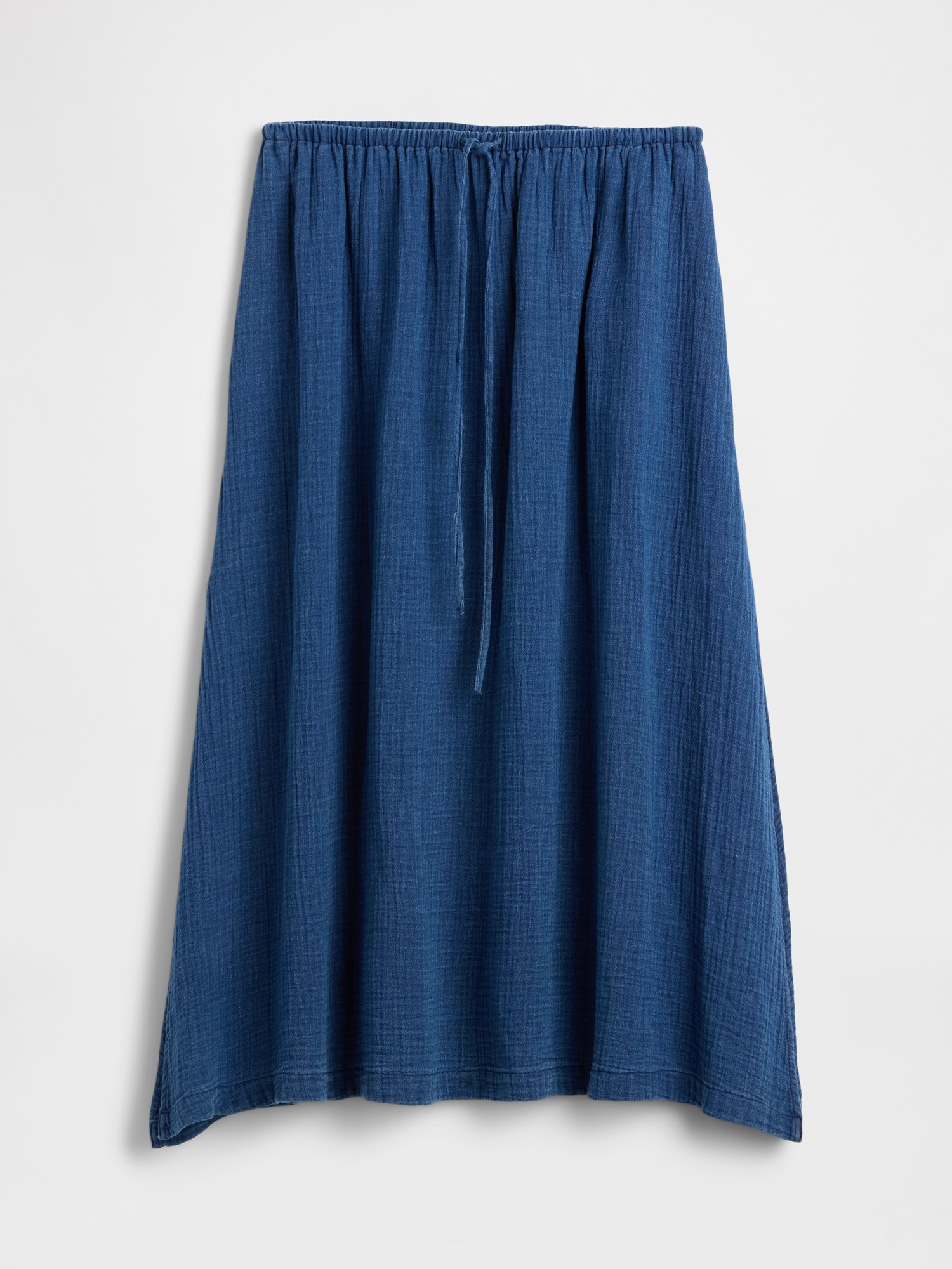 Cotton Gauze Denim Tiered Easy Maxi Skirt