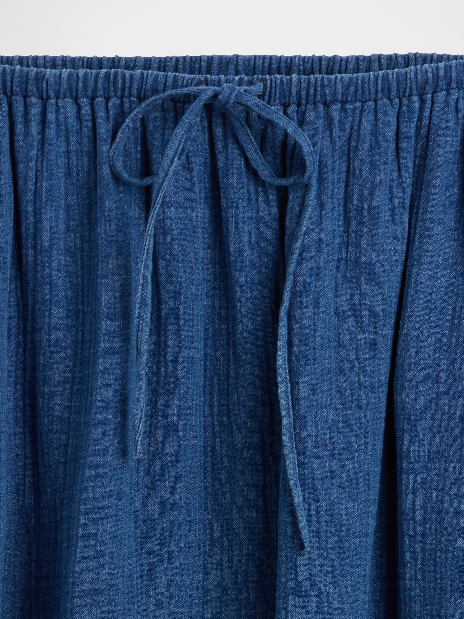 Cotton Gauze Denim Tiered Easy Maxi Skirt