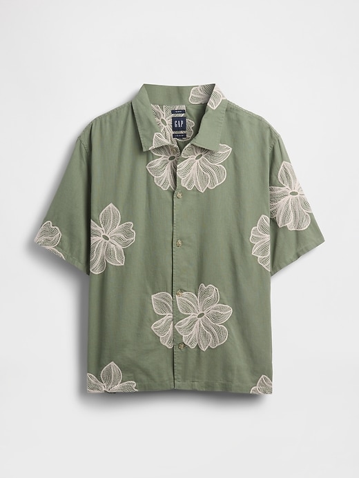 Image number 5 showing, Linen-Cotton Relaxed Straight-Hem Shirt