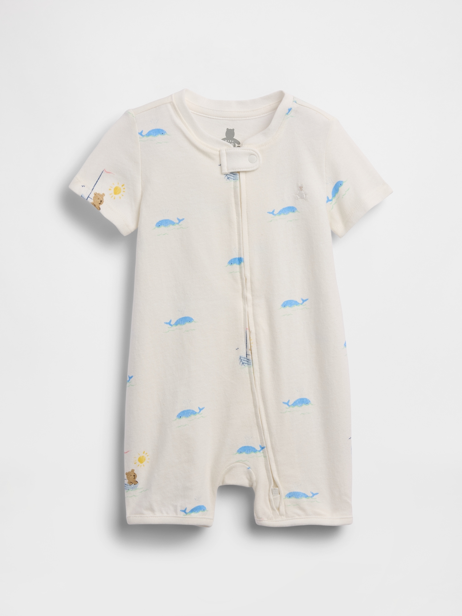 Une-pièce short court en coton biologique Premiers essentiels pour Béb