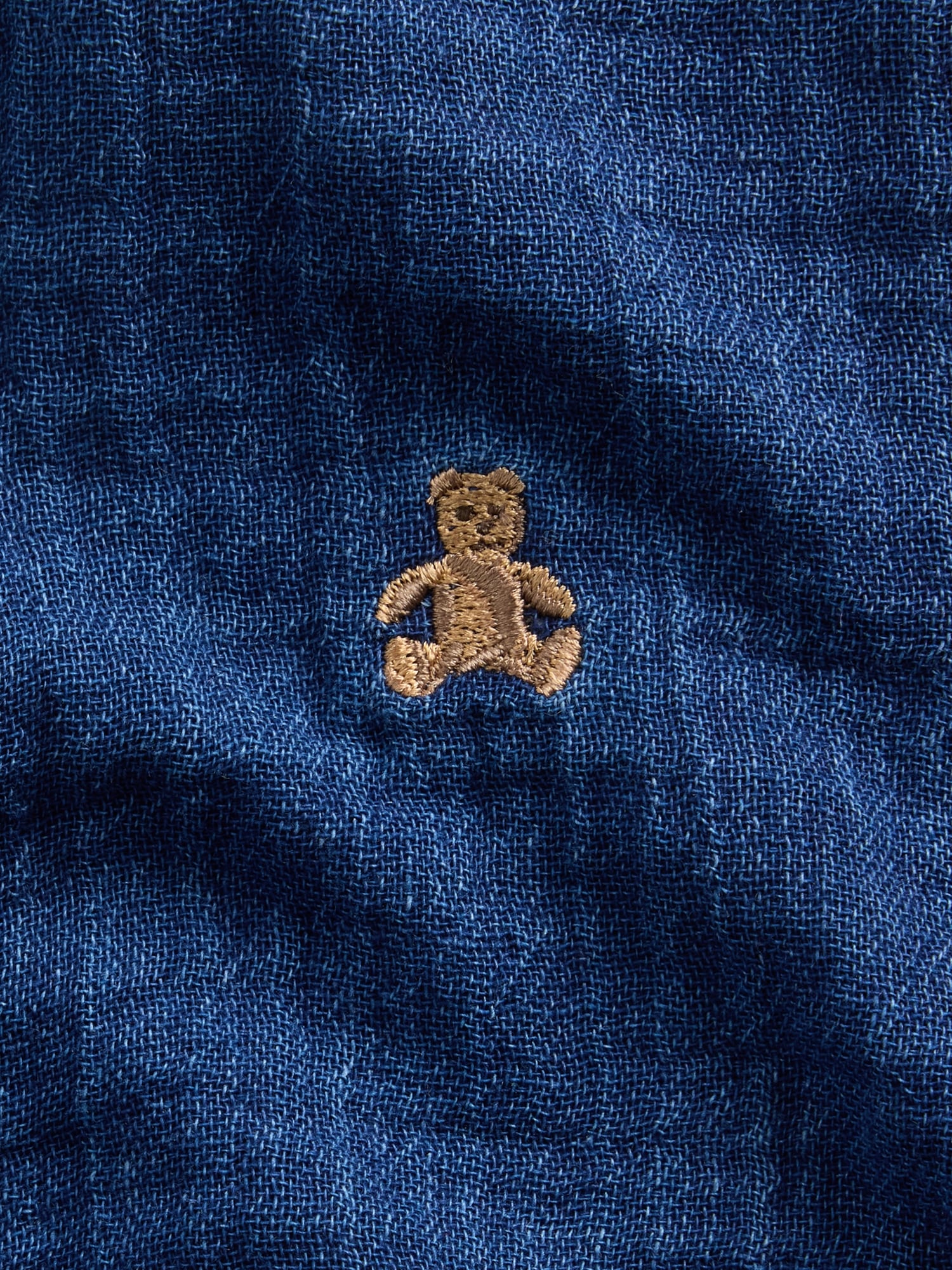 Une-pièce à short court en denim de gaze coton pour Bébé