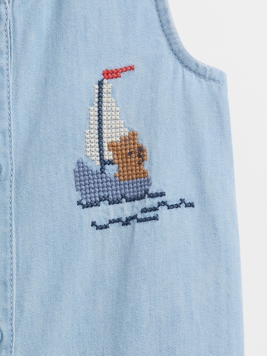 Image number 4 showing, Baby Embroidered Denim Tank Shorty One-Piece