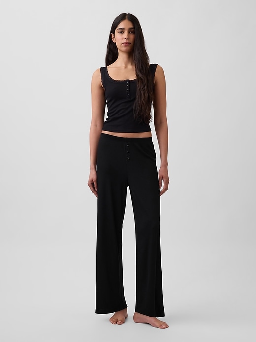 Image number 2 showing, Mini Rib Lace Henley PJ Tank Top