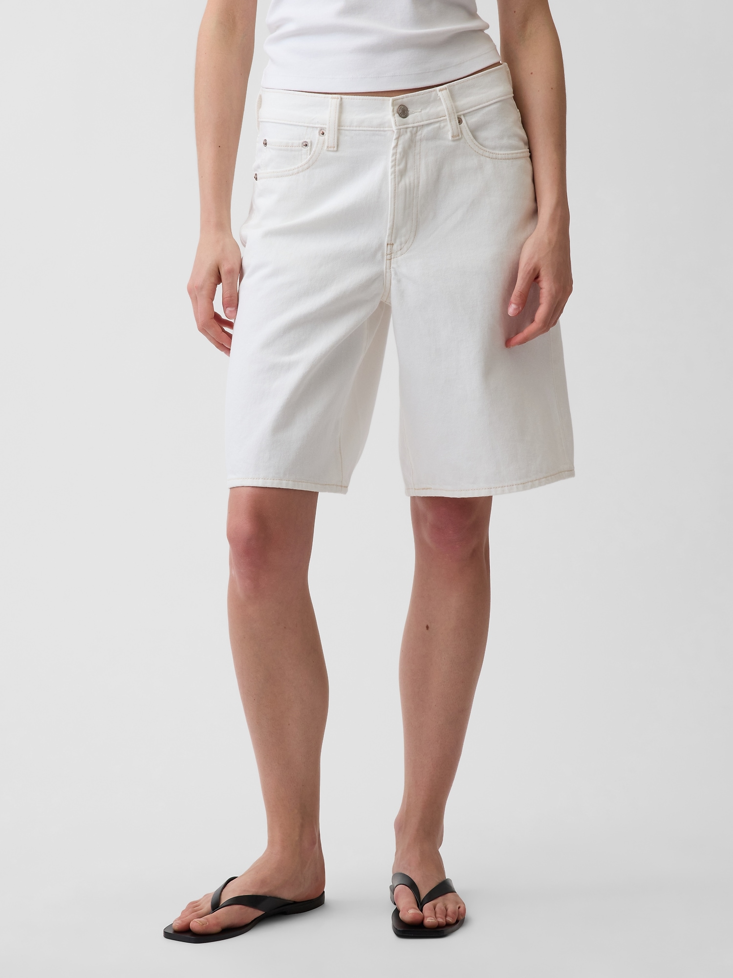 11" Mid Rise Longline Denim Shorts