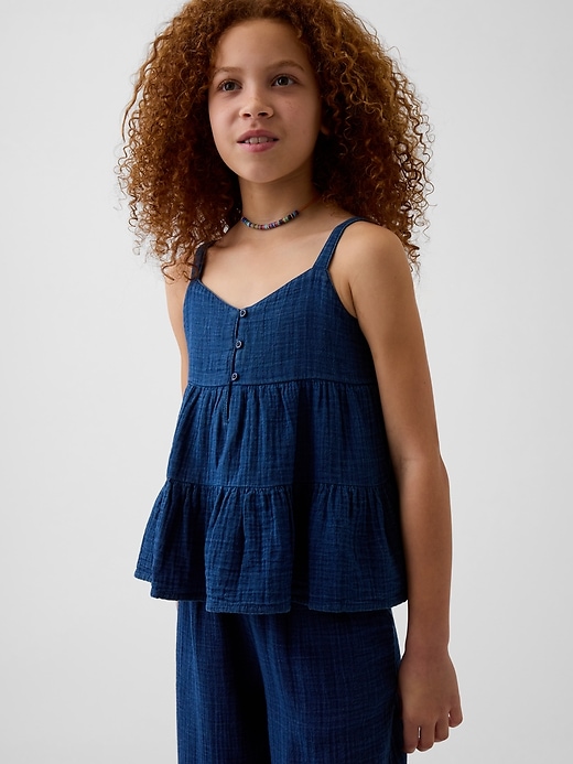 Image number 1 showing, Kids Cotton Gauze Tiered Tank Top