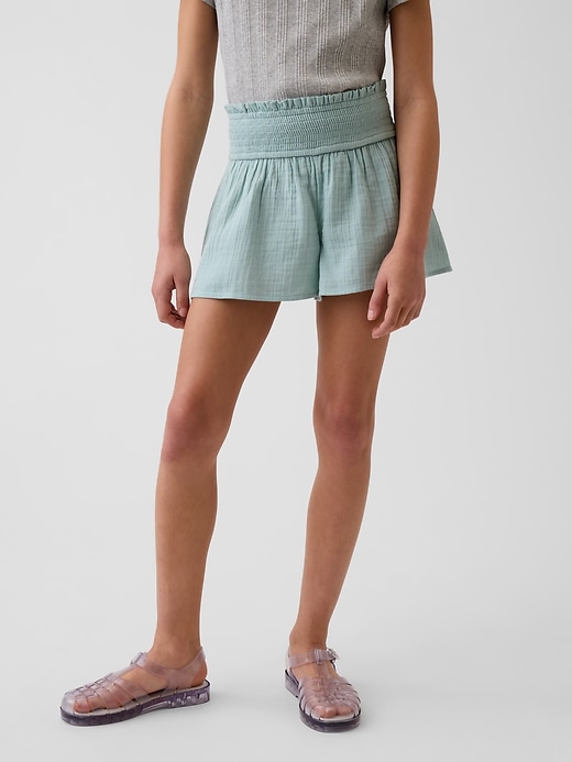 Image number 3 showing, Kids Cotton Gauze Butterfly-Hem Shorts