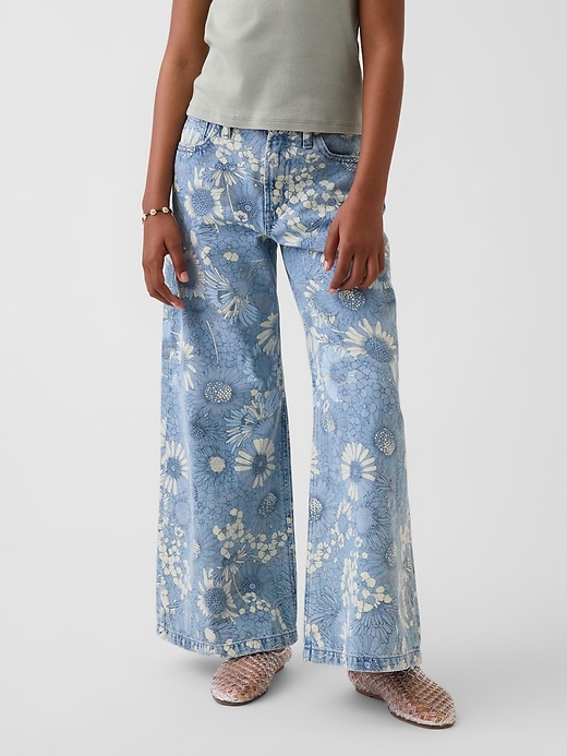 Image number 3 showing, Kids Low Rise Floral Baggy Jeans