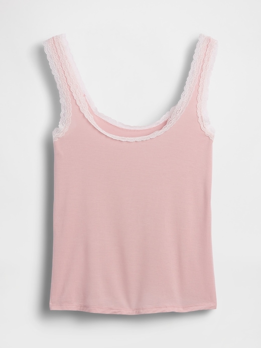 Image number 2 showing, Softest Modal Lace-Trim PJ Tank Top